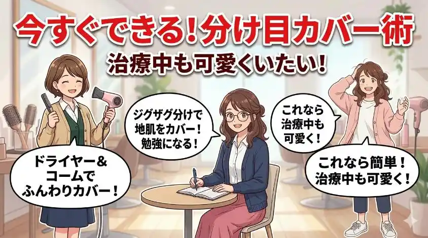 分け目の薄さをカバーするヘアスタイル・テクニック