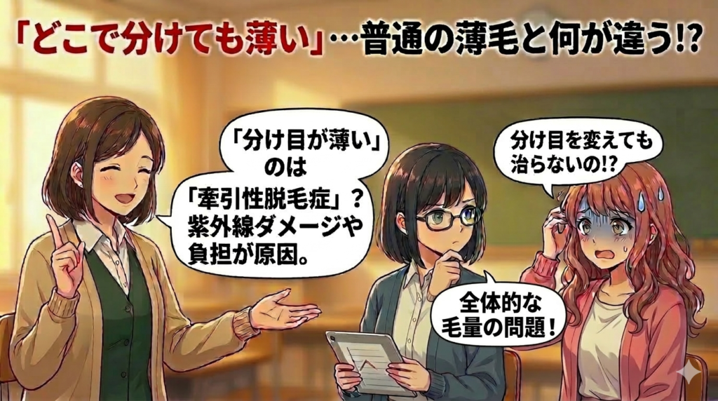 「どこで分けても薄い」のは普通の薄毛と何が違うのか